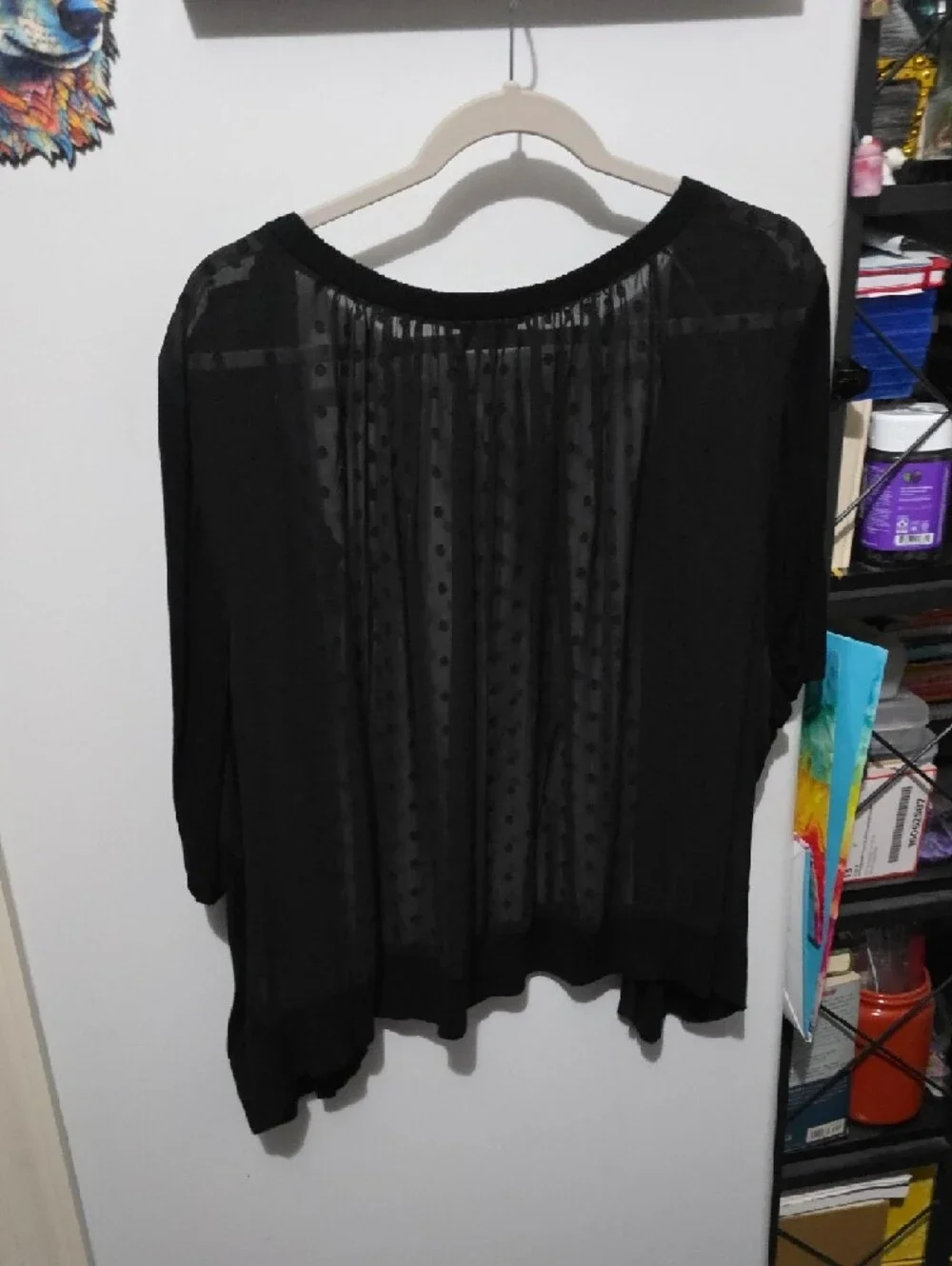 torrid Black Sheer Polka-Dot Button Cardigan Top - Picture 3 of 3